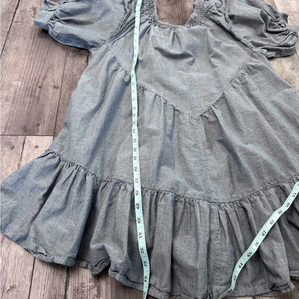 Free People Amelie Denim Chambray Mini Baby Doll Ruffle Dress Boho XS - Picture 11 of 11